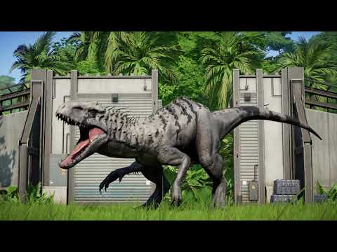 T-Rex vs Indominus Rex vs Giganotosaurus vs Acrocanthosaurus fight.