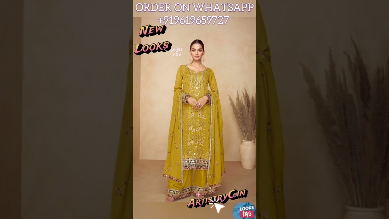 Gulkayra Designer Pahal Collection: Exquisite Chinon Palazzo Suits with Zari Work & Handwork - Rs4605