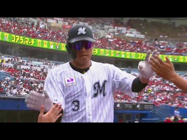 【2回裏】マリーンズ・角中勝也 ライトスタンド中段へ飛び込む第1号先制ソロホームラン!! 2023年6月10日 千葉ロッテマリーンズ 対 広島東洋カープ
