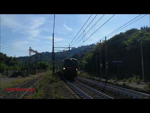 SORPASSO DEL REGIONALE VELOCE SULLA VECTRON C.F.I. CON MERCI A MIGNANEGO. (GE) SAB. 12 - 6 - 2021.