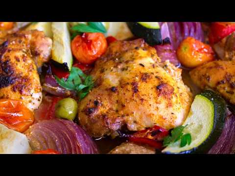 Healthy Baked Mediterranean Chicken Thighs | Easy Sheet Pan Recipe