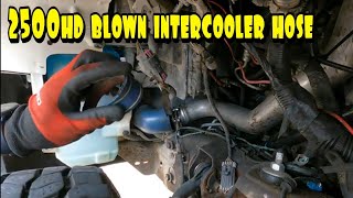 Replacing the 2500hd Intercooler hose that bust and is now making loud noises under acceleration.