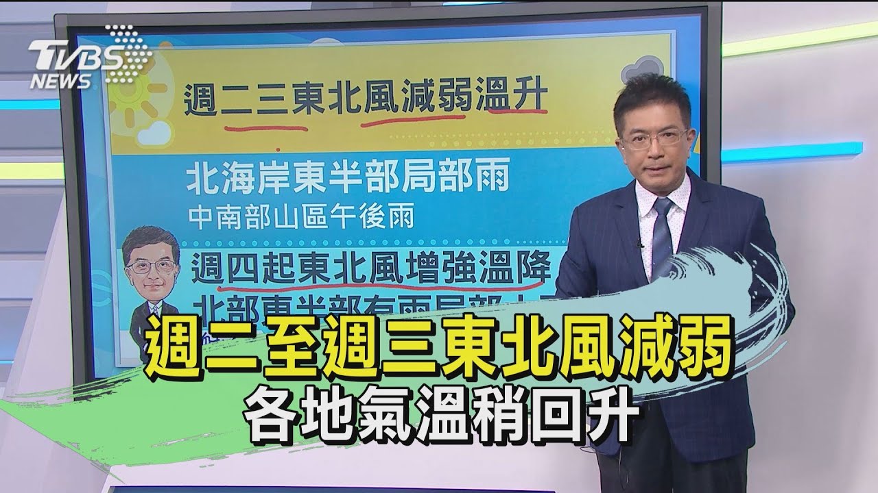 週二至週三東北風減弱　各地氣溫稍回升