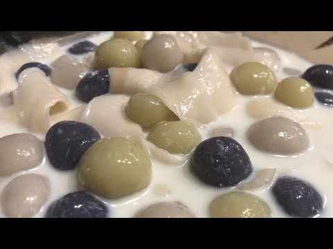 Lao/Thai Dessert| How I Make Tapioca Balls & Young Coconut Meat in Coconut Milk