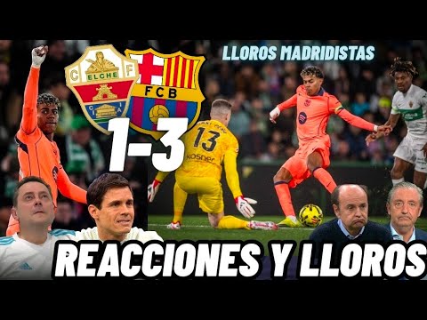 Elche 1 FC Barcelona 3 - Real Madrid fans' reactions and tears | Highlights and goals - La Liga |...