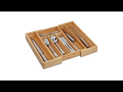 Besteckkasten Bambus ausziehbar Braun - Bambus - Holzwerkstoff - 39 x 6 x 36 cm