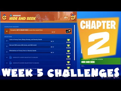 (Chapter 2) ALL Week 5 Season 1 Challenges Guide - Hunter & the Hunted - Fortnite Battle Royale