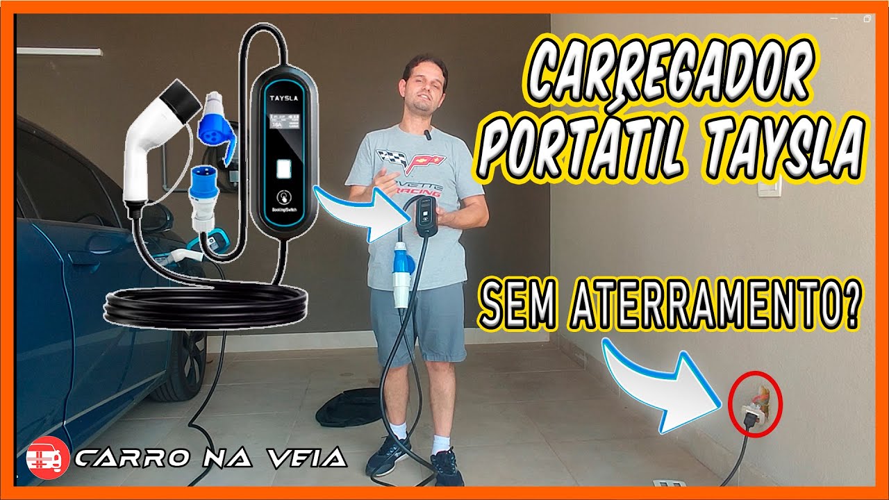Carregador portátil EV da TAYSLA. Ele funciona em tomadas sem aterramento?