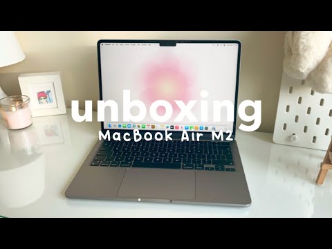 unboxing macbook air m2 chip 💻🌸 | review + setup