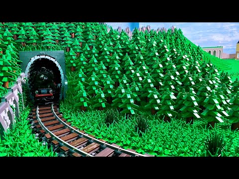 Tunneleinfahrt mit der nächsten Ladung Bäume verbaut - Bau einer Lego Stadt Teil 250.