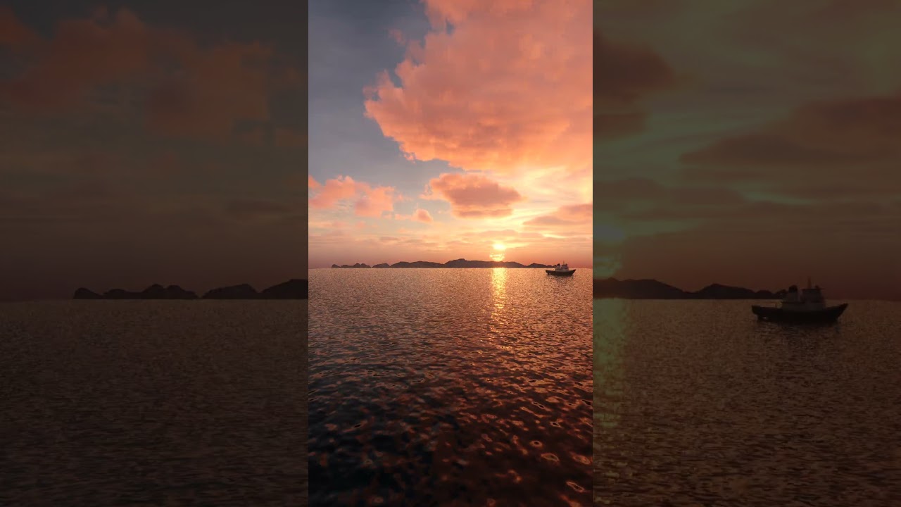 Sunset sea timelapse (Corona renderer) #3d #3dsmax #render #timelapse #sky #clouds #sunset