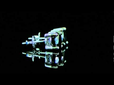 2 1/3 CTW Solitaire Black Diamond Stud Earrings in 10K White Gold With Screw Backs