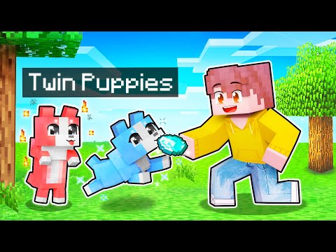 My HELPFUL Twin Wolf PUPPIES In Minecraft!