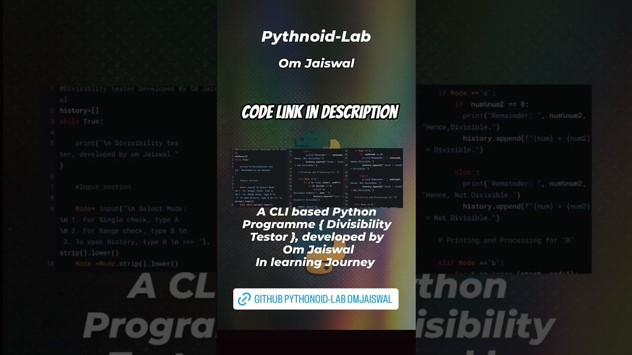 A CLI based Python Programme 🌚 GitHub Repo: Pythonoid-Lab #coding #shorts