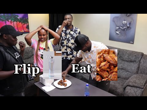 FLIP THE BOTTLE EAT A WING//RANDOM QUESTIONS CHALLENGE WITH @MAYOYOke @BARRYOSCAR_ @DiariesTv254