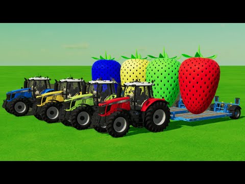 TRANSPORT GIANT COLORED STRAWBERRY WITH FIAT TRACTORS - Farming Simulator 22