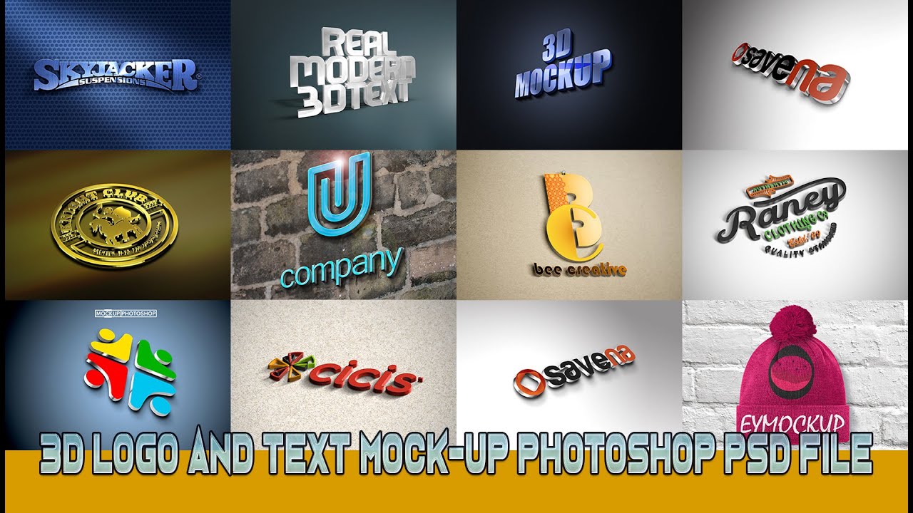 3D Logo Psd-Text Effect Mockup Photoshop PSD