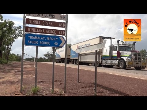 Road trains stuck at Truck stop in outback Australia