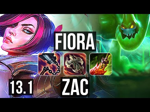 FIORA vs ZAC (TOP) | 6 solo kills, 1100+ games, 1.1M mastery, Godlike | EUW Challenger | 13.1
