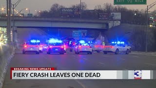 One dead after fiery single-vehicle crash on I-40