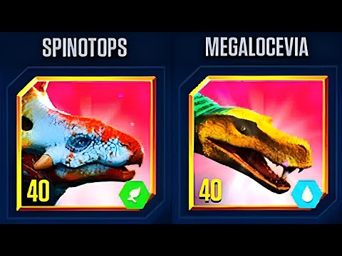 DINO PRESERVATION MEGALOCEVIA VS SPINOTOPS | JURASSIC WORLD THE GAME