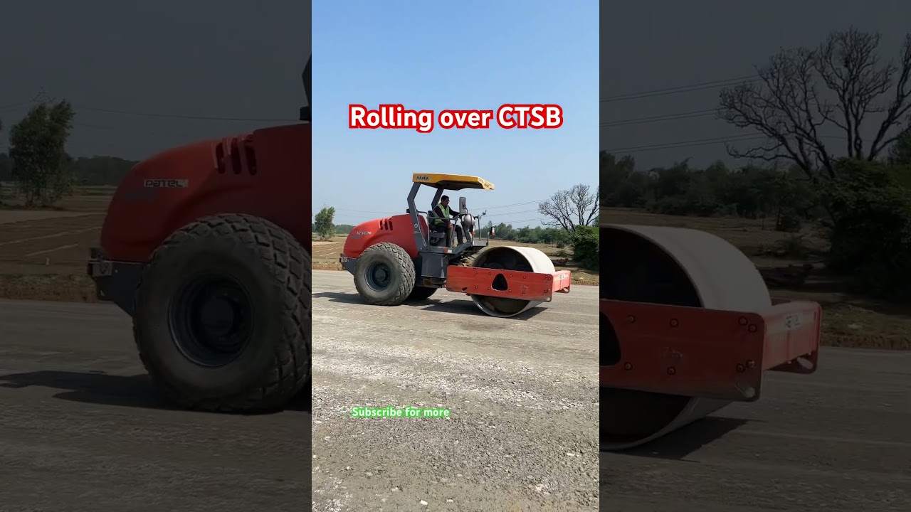 Rolling over CTSB(Cement treated sub base) layer @CIVILMOTIVERSITY #iloveconstruction #expressway