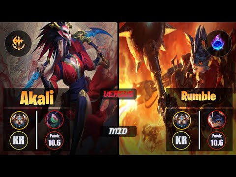 Challenger AKALI [Conqueror] (Mid) VS  RUMBLE - Challenger KR Patch 10.6