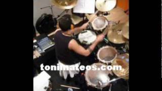 Toni Mateos drums recording session 