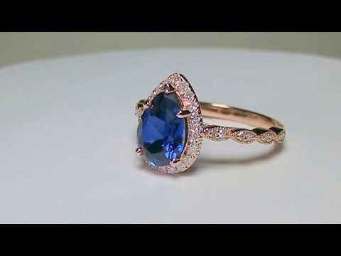 Custom Blue Sapphire and Diamond Ring, Rose Gold Video
