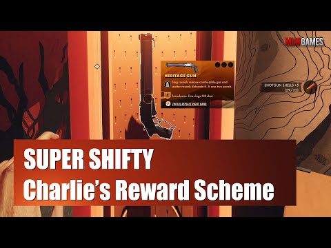 Deathloop Charlie's Reward Scheme - Super Shifty - Legendary Heritage gun. Dawn of Reason door code.