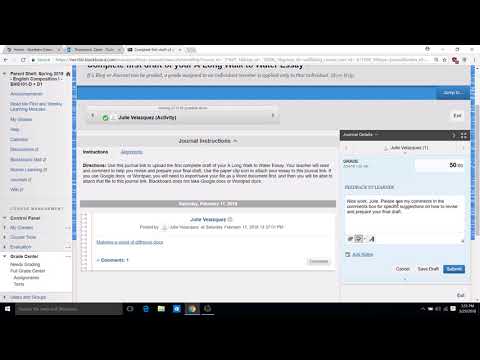 How to open comments on Blackboard