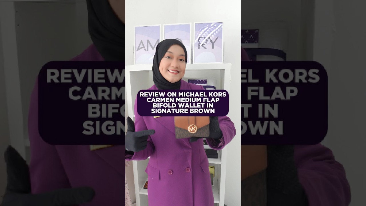 Review on Michael Kors Carmen Medium Flap Bifold Wallet In Signature Brown #amoryhq