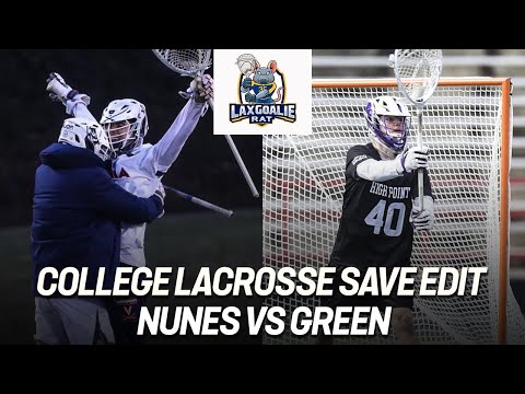 Matthew Nunes (Virginia) vs. Parker Green (High Point) - College Lacrosse Save Edit - 2/13/2022