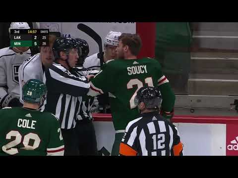 Carson Soucy Wrestles Austin Wagner Los Angeles Kings at Minnesota Wild