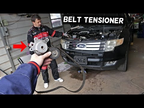FORD EDGE SERPENTINE BELT TENSIONER REPLACEMENT REMOVAL. LINCOLN MKX