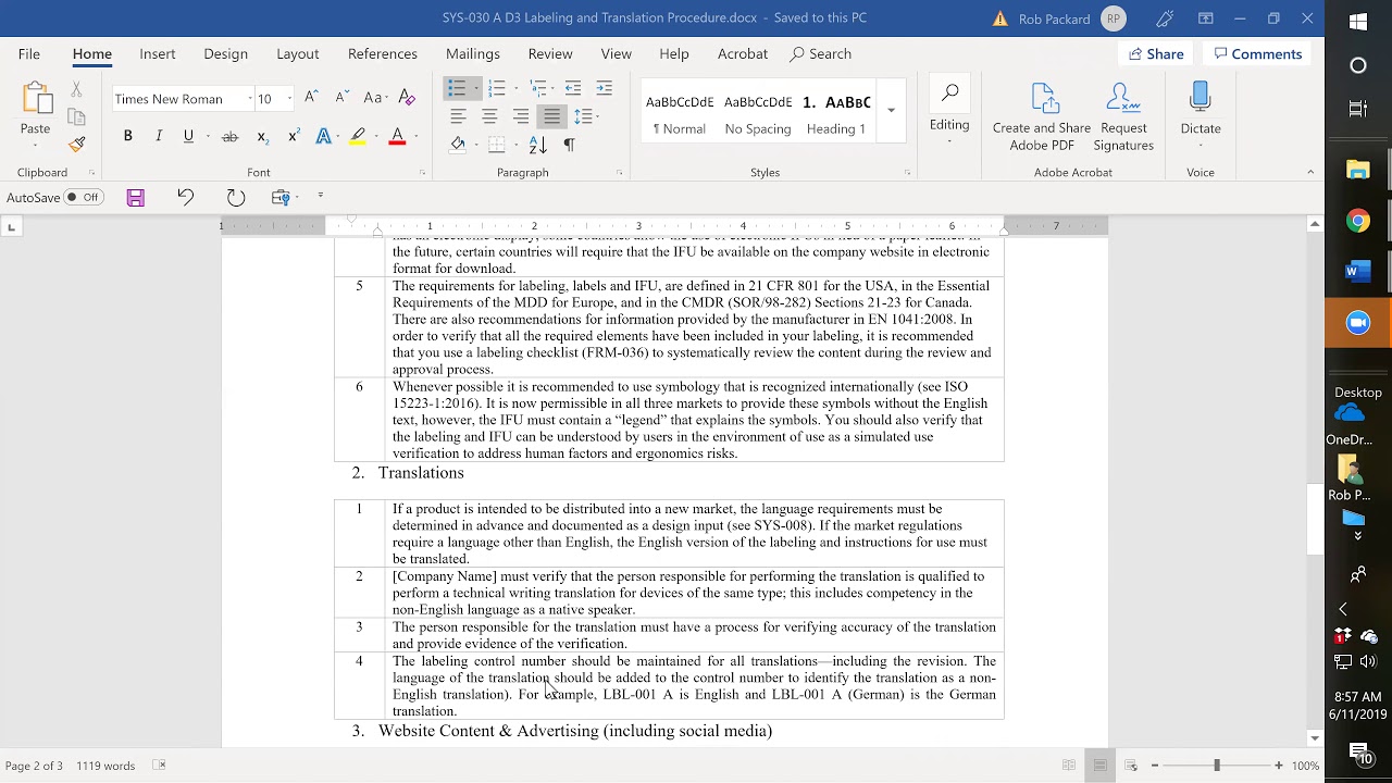 SYS-030 Labeling and Translation Procedure (ARCHIVED)