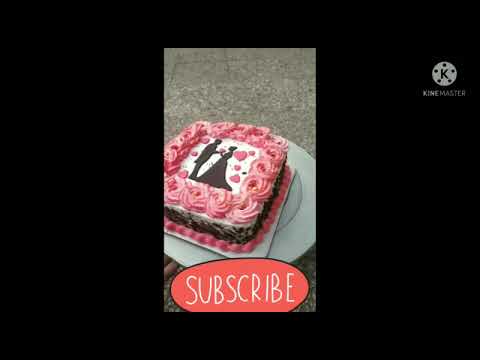 Anniversary special cake design/ Square design/ fondant couple  design/ valentine day special design