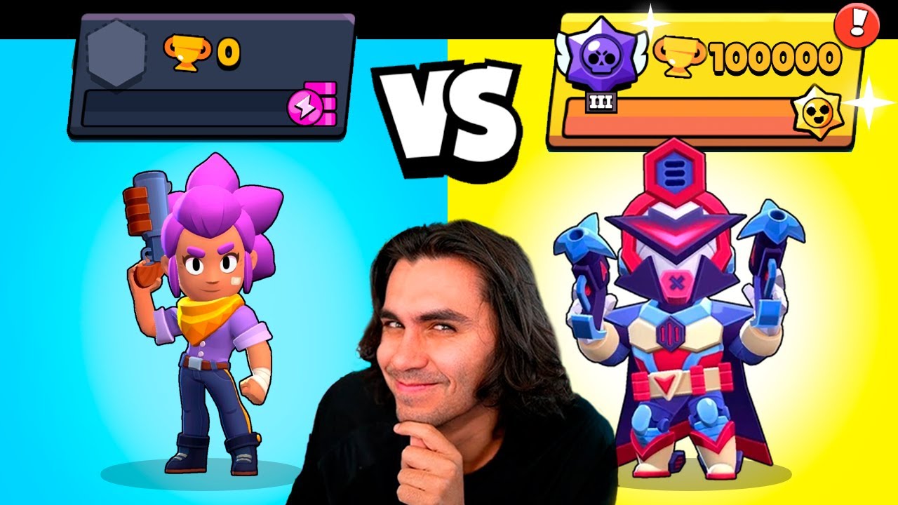 CONTA DE 0 TROFÉUS VS 100 MIL TROFÉUS no Brawl Stars