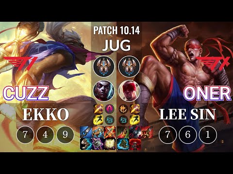 T1 Cuzz Ekko vs T1 Oner Lee Sin Jungle - KR Patch 10.14