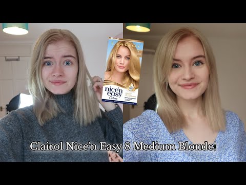 DYEING MY HAIR GOLDEN BLONDE! | Clairol Nice'n Easy 8 Medium Blonde