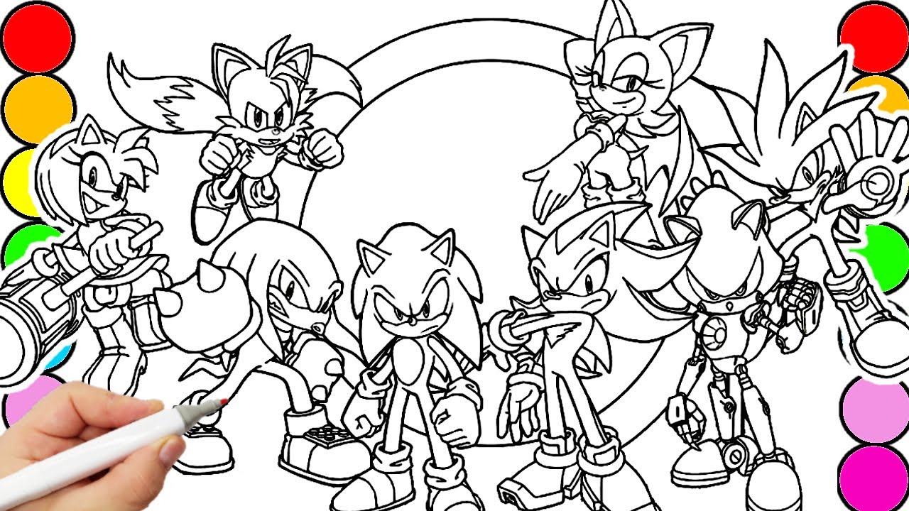 Sonic Team Coloring Pages Sonic The Hedgehog Teils , Shadow ,Amy Rose, Knuckles draw COMPILATION 149