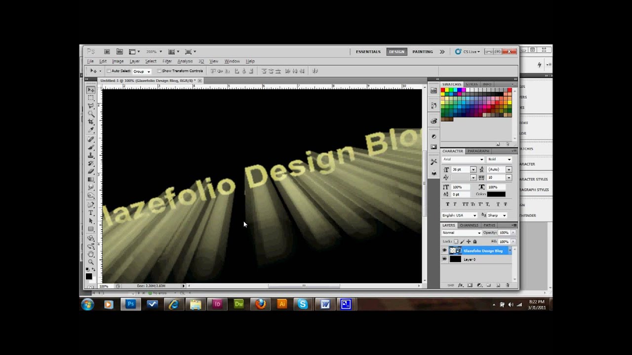 Photoshop Tutorial 3D Text Light Beams | Glazefolio Design Blog