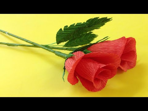 How to Make Rose Crepe Paper Flowers - Flower Making of Crepe Paper - Paper Flower Tutorial Video