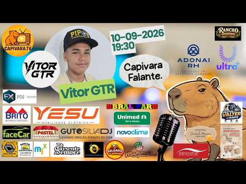 🚀 Vamos receber na **Capivara Falante** o **DJ revelação do RJ, Vitor GTR!** 🎶🔥 10/09 19:30