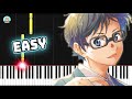 Your Lie In April OST Liebesleid Rachmaninoff Kreisler EASY Piano Tutorial Sheet Music