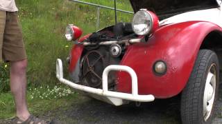 Hand cranking 2CV engine - startup with the handle