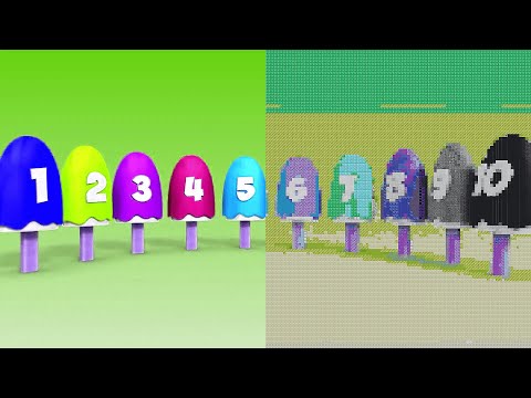 Learn Numbers with Number Ice Cream Popsicles Effects | Original Vs Pixel Art