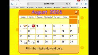 Starfall Calendar August 2026 