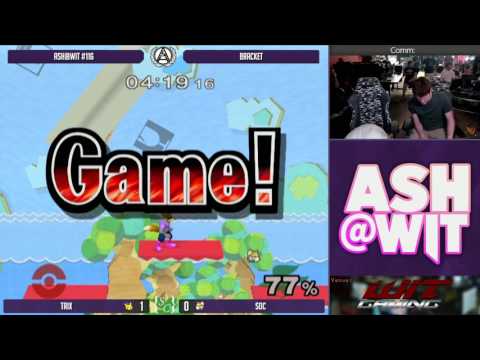 Trix (Pikachu) vs SOC (Marth, Fox) - ASH@WIT #116 Melee Bracket