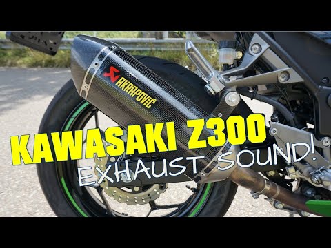 Kawasaki Z300 stock and Akrapovic exhaust sound (no dB-killer)
